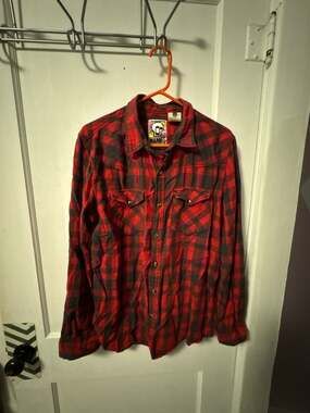 Mambo Australia Red and Black Plaid Western Flannel Shirt Size M